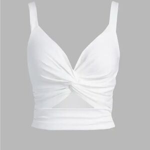 Cider White Twist-Front Crop Top